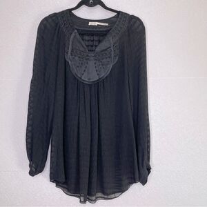 𝅺leon Max Silk Texture Tunic Blouse Black S